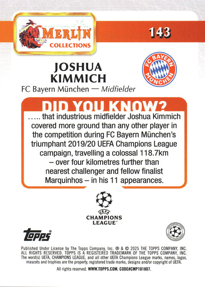 2024 Topps Chrome Merlin Rose Sparkle /250 Joshua Kimmich #143 Bayern Munich