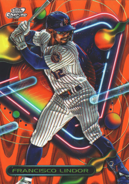 2023 Topps Chrome Cosmic Orange /25 Francisco Lindor #81 New York Mets