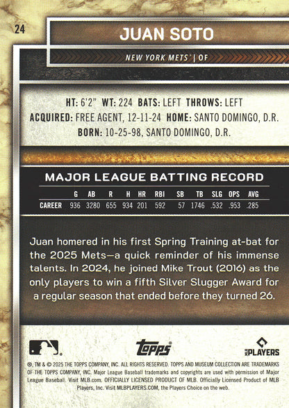 2025 Topps Museum Collection Juan Soto /150 #24 New York Mets