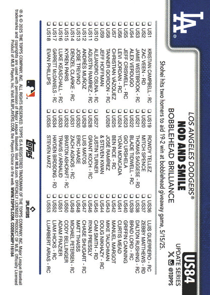 2025 Topps Series Update Shohei Ohtani #84 Los Angeles Dodgers