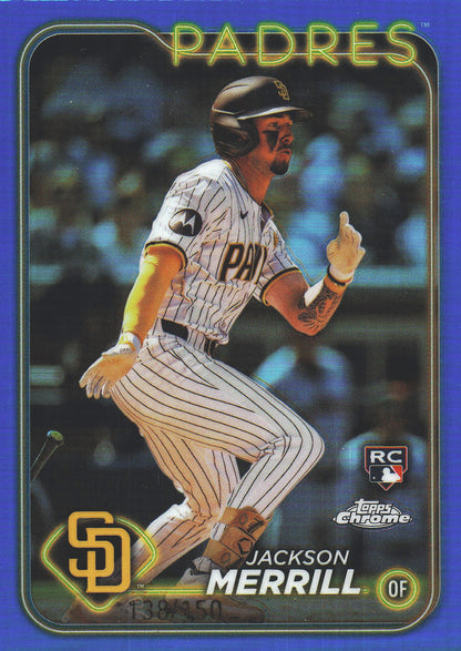 2024 Topps Chrome Blue /150 Jackson Merrill RC #207 San Diego Padres