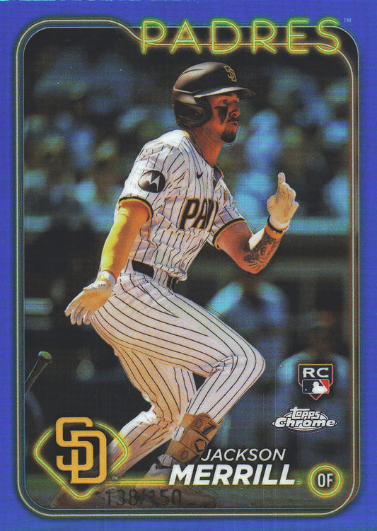 2024 Topps Chrome Blue /150 Jackson Merrill RC #207 San Diego Padres