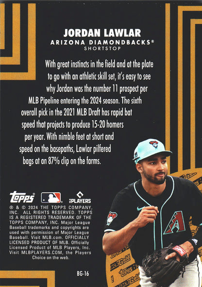 2024 Topps Update Black Gold Jordan Lawlar RC #BG-16 Arizona Diamondbacks