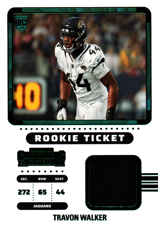 2022 Panini Contenders Rookie Ticket Patch Emerald Travon Walker #RTS-TWA Jacksonville Jaguars