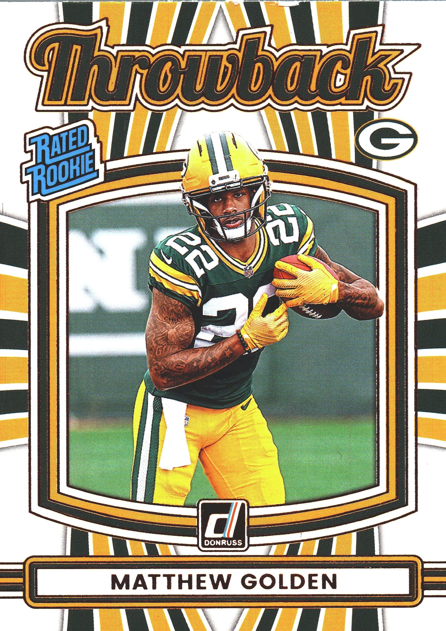 2025 Panini Donruss Rated Rookies Throwback Matthew Golden #9 Green Bay Packers
