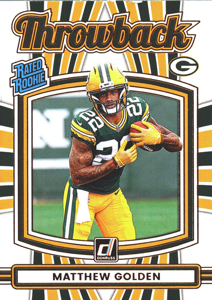 2025 Panini Donruss Rated Rookies Throwback Matthew Golden #9 Green Bay Packers