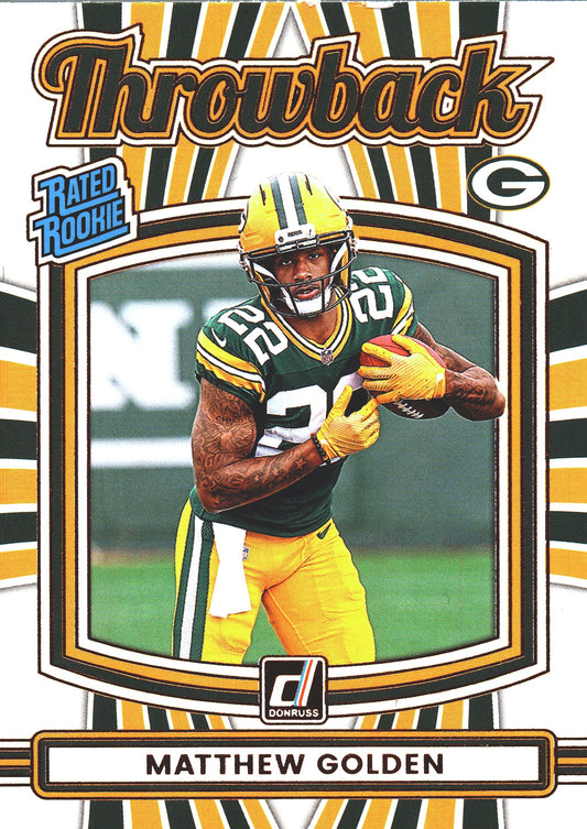 2025 Panini Donruss Rated Rookies Throwback Matthew Golden #9 Green Bay Packers