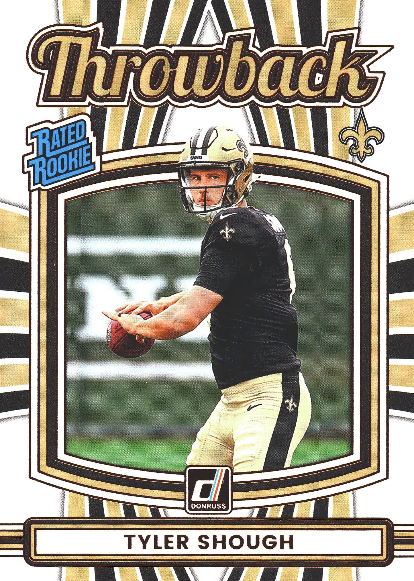 2025 Panini Donruss Rated Rookies Throwback Tyler Shough #21 New Orleans Saints