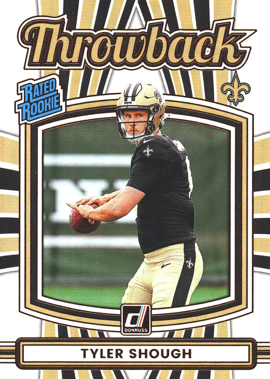 2025 Panini Donruss Rated Rookies Throwback Tyler Shough #21 New Orleans Saints