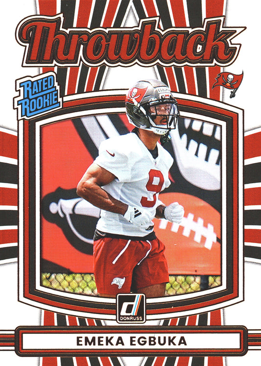 2025 Panini Donruss Rated Rookies Throwback Emeka Egbuka #31 Tampa Bay Buccaneers