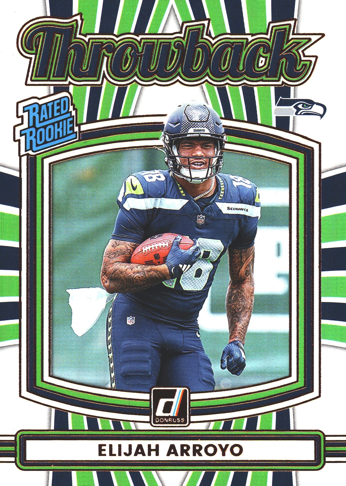 2025 Panini Donruss Rated Rookies Throwback Elijah Arroyo #44 Seattle Seahawks