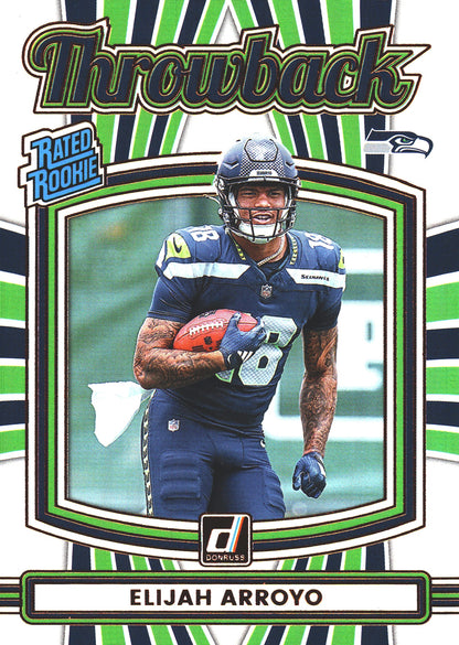 2025 Panini Donruss Rated Rookies Throwback Elijah Arroyo #44 Seattle Seahawks