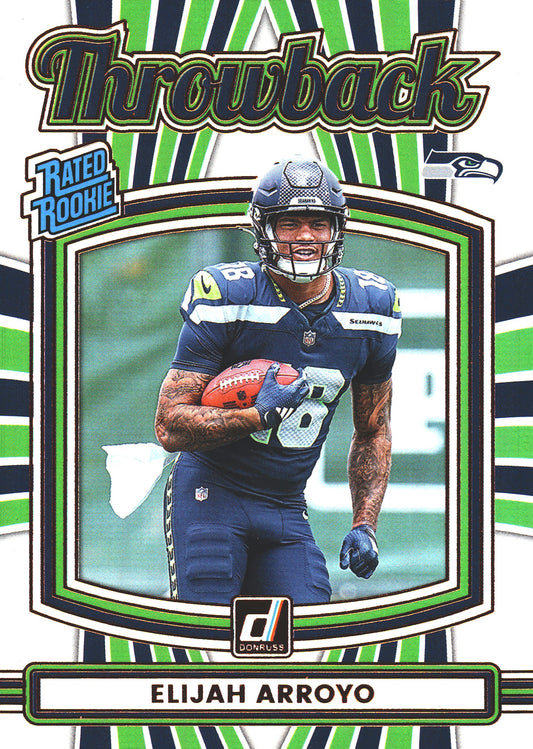 2025 Panini Donruss Rated Rookies Throwback Elijah Arroyo #44 Seattle Seahawks