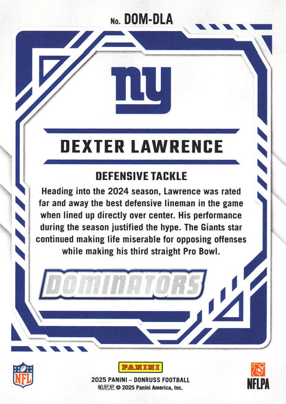 2025 Panini Donruss Dominators Dexter Lawrence #DOM-DLA New York Giants