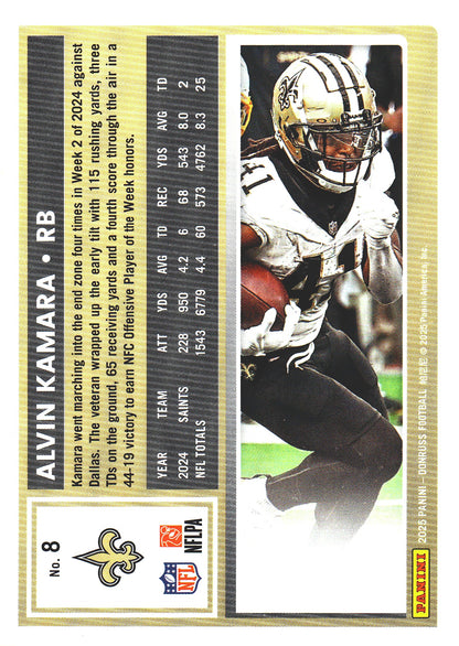 2025 Panini Donruss Press Proofs Red Alvin Kamara #8 New Orleans Saints