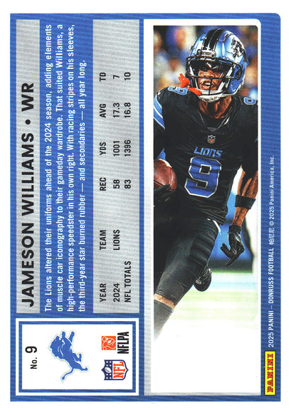 2025 Panini Donruss Press Proofs Red Jameson Williams #9 Detroit Lions
