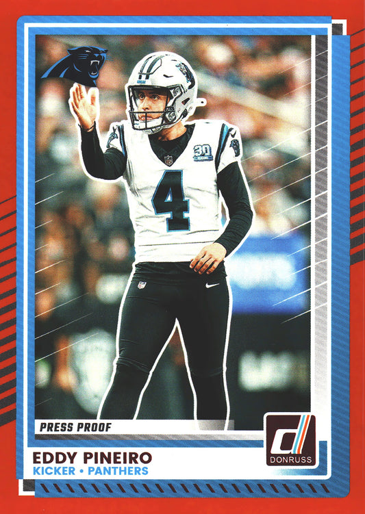 2025 Panini Donruss Press Proofs Red Eddy Pineiro #37 Carolina Panthers