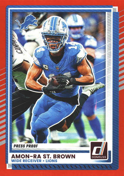 2025 Panini Donruss Press Proofs Red Amon-Ra St. Brown #81 Detroit Lions