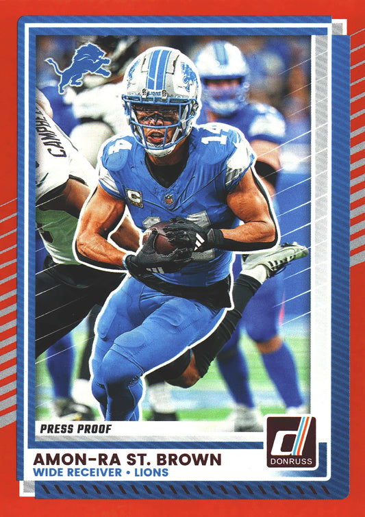 2025 Panini Donruss Press Proofs Red Amon-Ra St. Brown #81 Detroit Lions