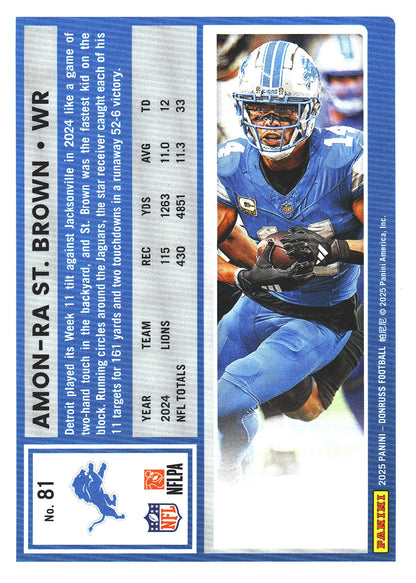 2025 Panini Donruss Press Proofs Red Amon-Ra St. Brown #81 Detroit Lions