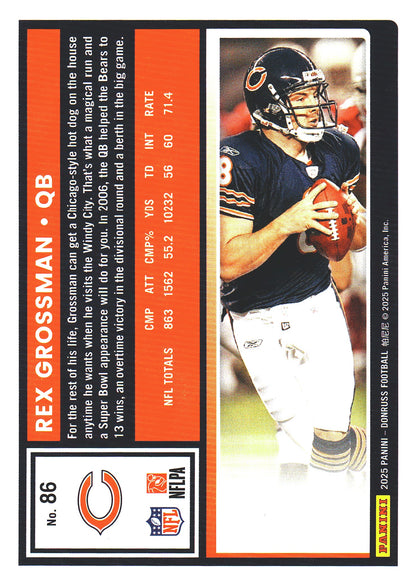 2025 Panini Donruss Press Proofs Red Rex Grossman #86 Chicago Bears