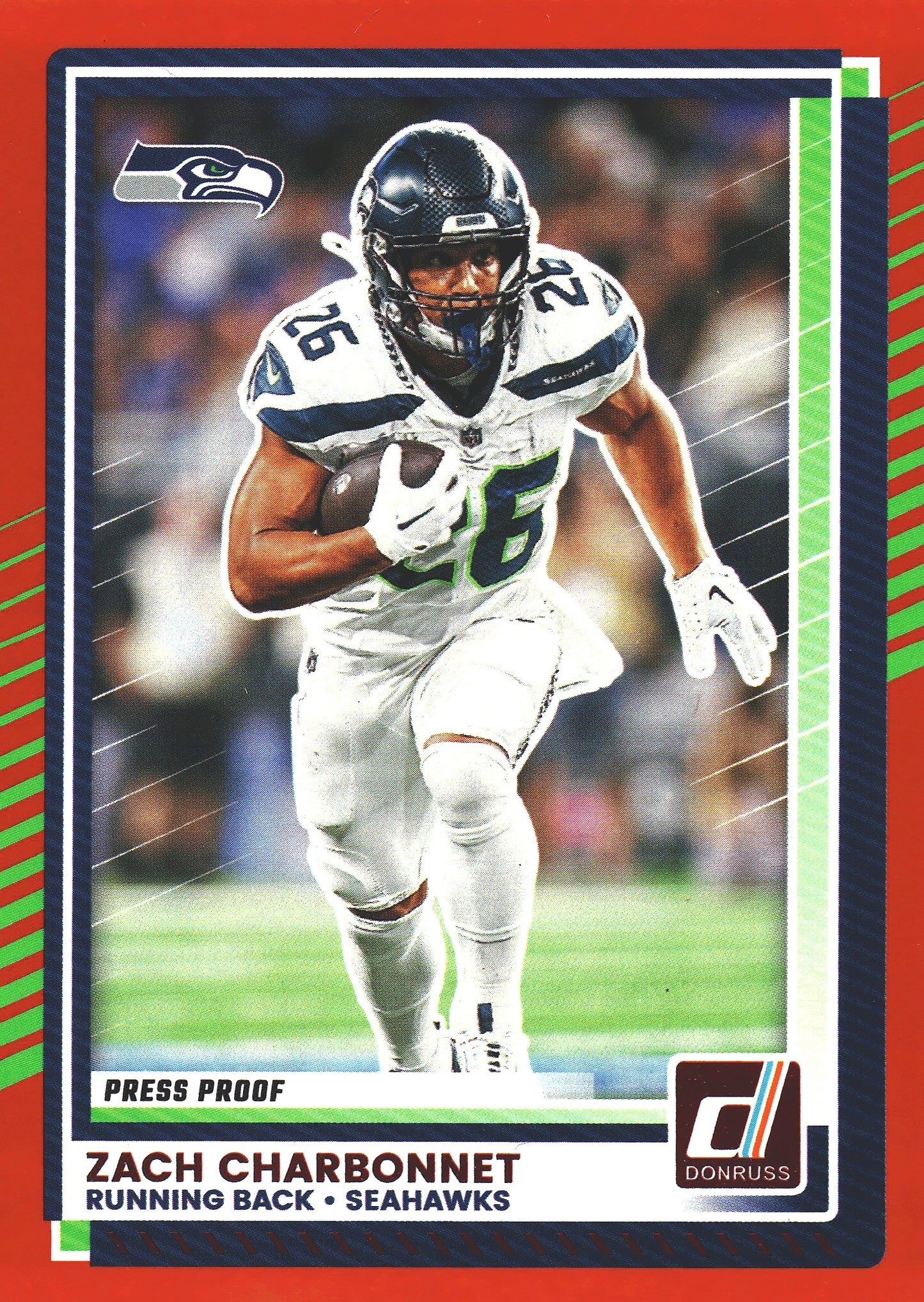 2025 Panini Donruss Press Proofs Red Zach Charbonnet #89 Seattle Seahawks