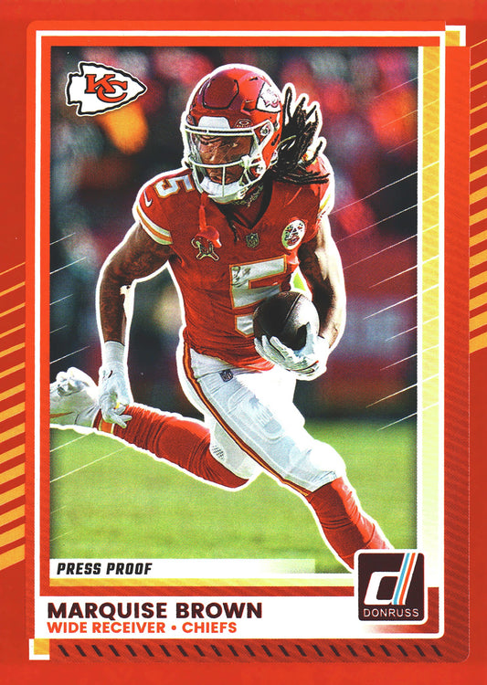 2025 Panini Donruss Press Proofs Red Marquise Brown #122 Kansas City Chiefs