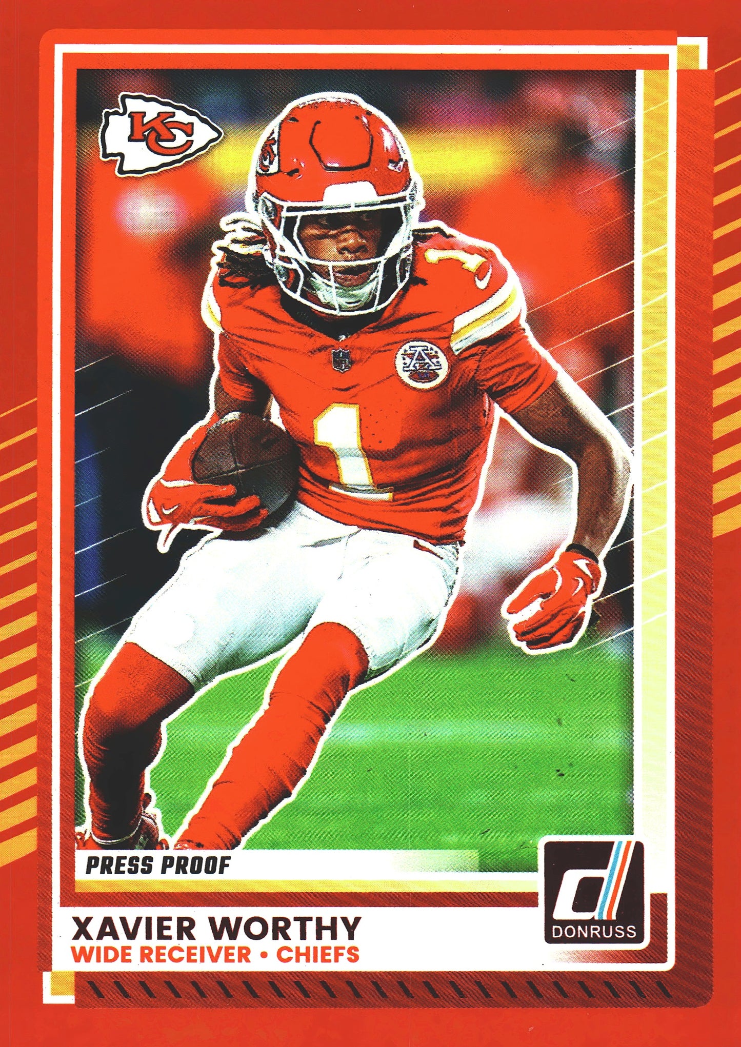 2025 Panini Donruss Press Proofs Red Xavier Worthy #170 Kansas City Chiefs