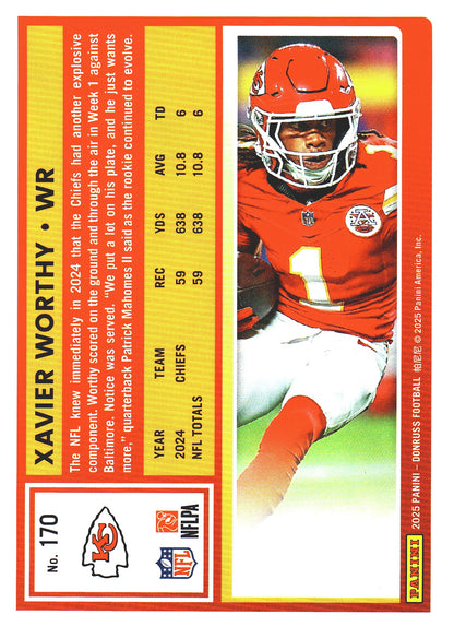 2025 Panini Donruss Press Proofs Red Xavier Worthy #170 Kansas City Chiefs