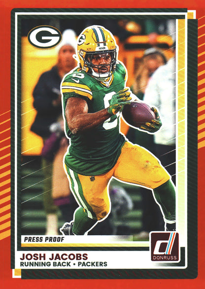 2025 Panini Donruss Press Proofs Red Josh Jacobs #179 Green Bay Packers