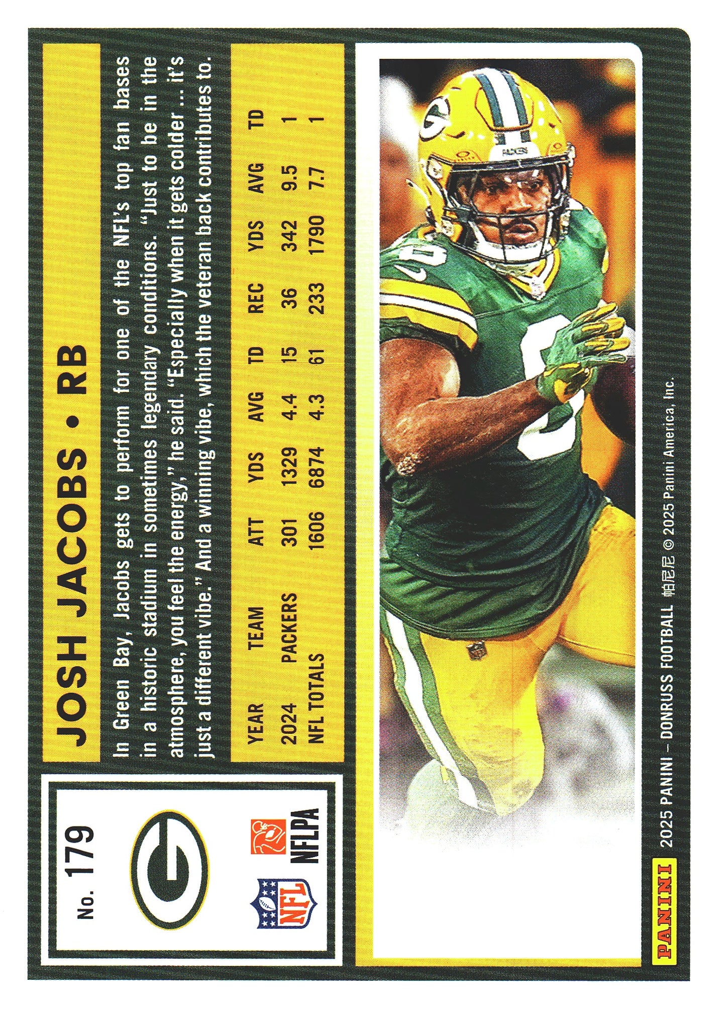 2025 Panini Donruss Press Proofs Red Josh Jacobs #179 Green Bay Packers