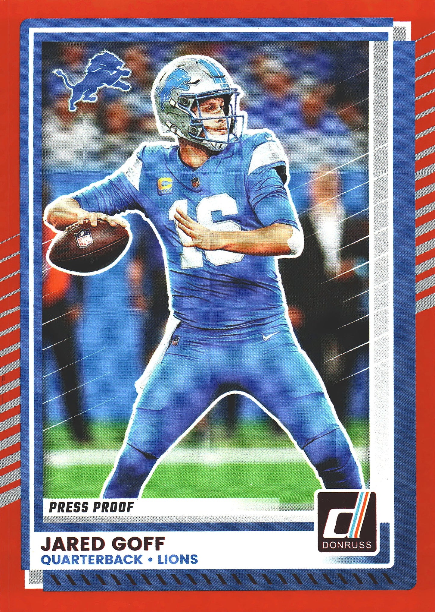 2025 Panini Donruss Press Proofs Red Jared Goff #220 Detroit Lions