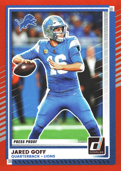 2025 Panini Donruss Press Proofs Red Jared Goff #220 Detroit Lions