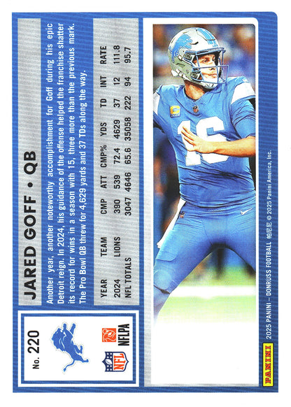 2025 Panini Donruss Press Proofs Red Jared Goff #220 Detroit Lions