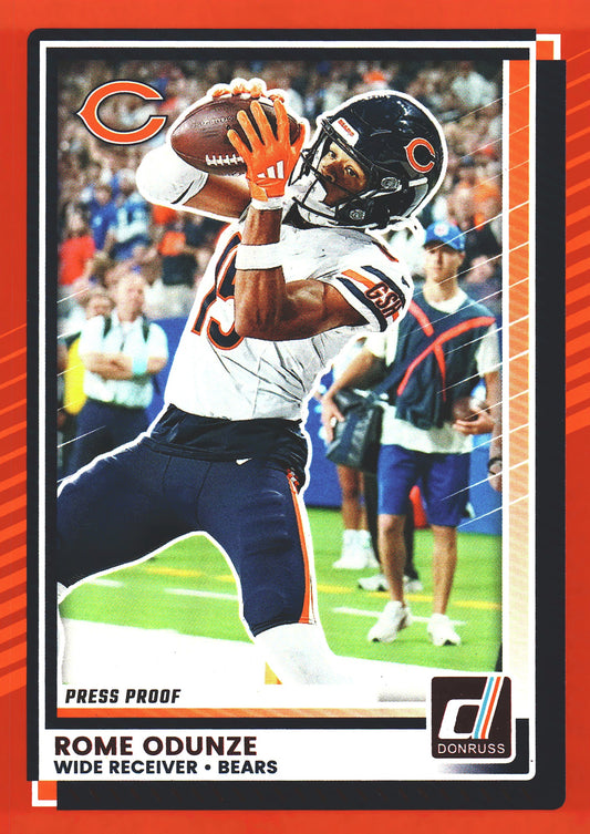 2025 Panini Donruss Press Proofs Red Rome Odunze #222 Chicago Bears