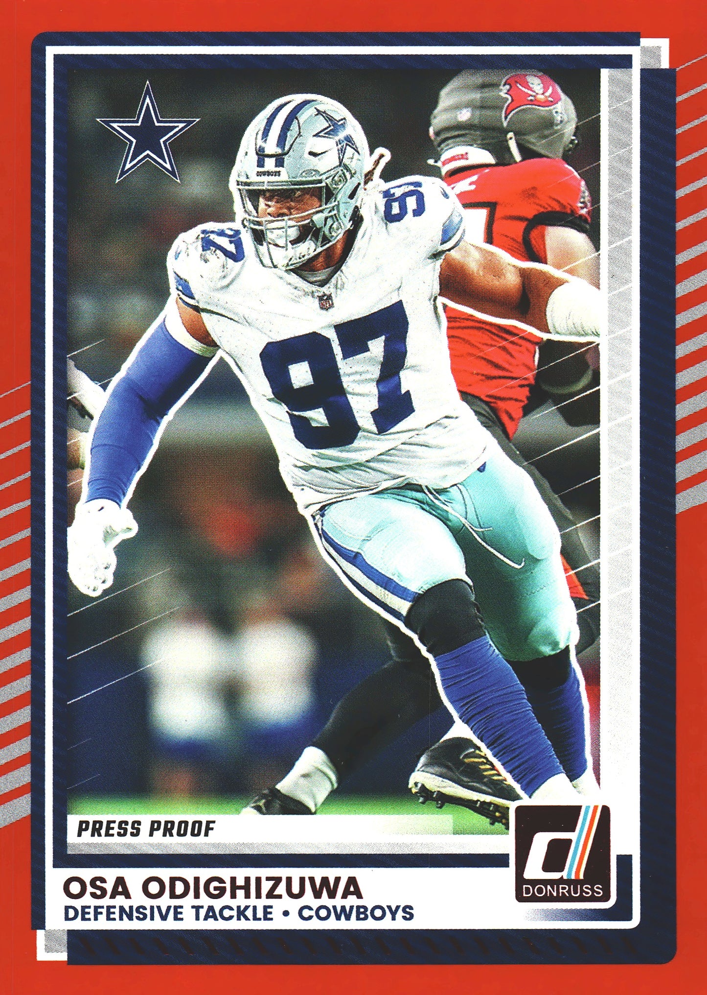 2025 Panini Donruss Press Proofs Red Osa Odighizuwa #253 Dallas Cowboys