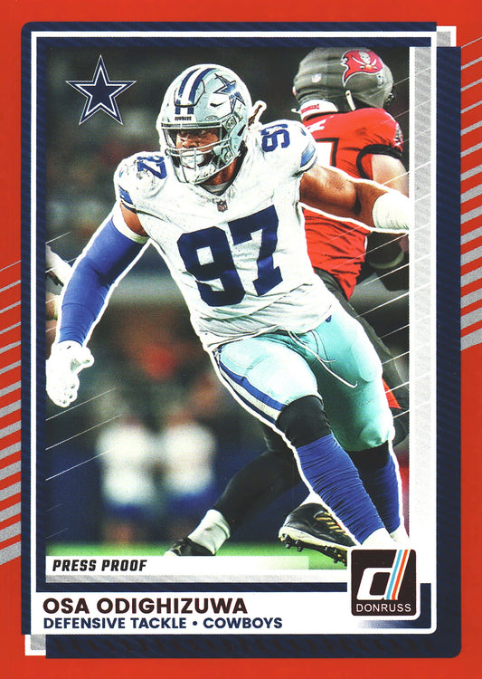 2025 Panini Donruss Press Proofs Red Osa Odighizuwa #253 Dallas Cowboys
