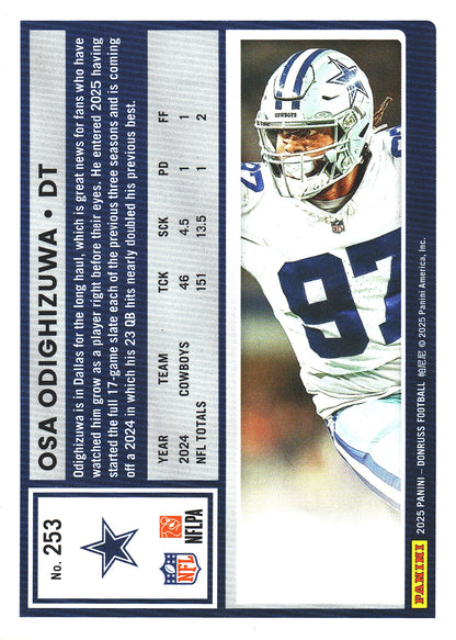 2025 Panini Donruss Press Proofs Red Osa Odighizuwa #253 Dallas Cowboys