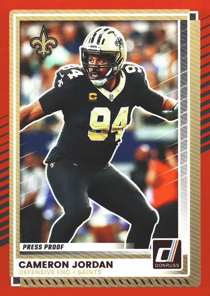 2025 Panini Donruss Press Proofs Red Cameron Jordan #254 New Orleans Saints