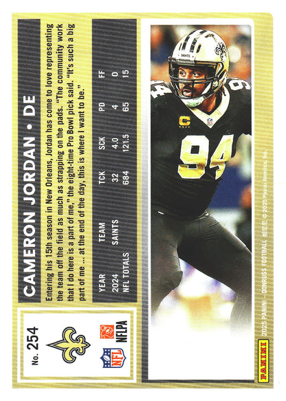 2025 Panini Donruss Press Proofs Red Cameron Jordan #254 New Orleans Saints