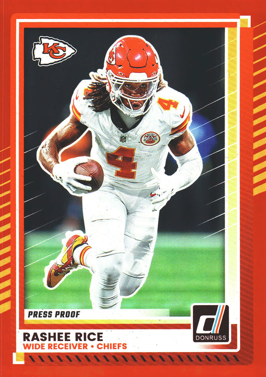 2025 Panini Donruss Press Proofs Red Rashee Rice #270 Kansas City Chiefs