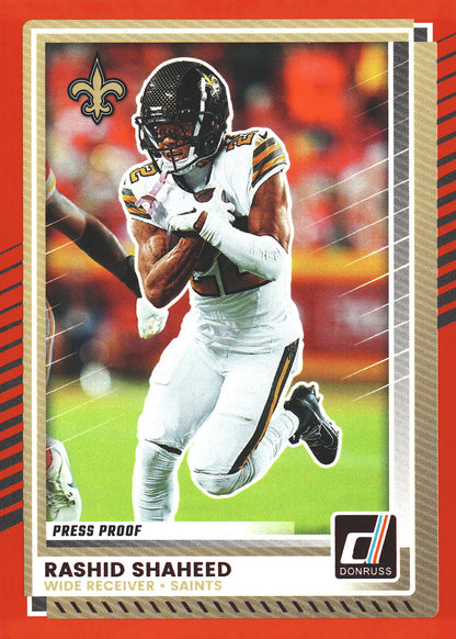 2025 Panini Donruss Press Proofs Red Rashid Shaheed #287 New Orleans Saints