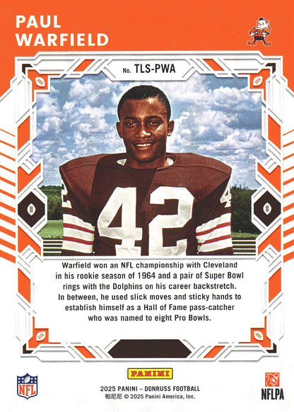 2025 Panini Donruss Legend Series Paul Warfield #TLS-PWA Cleveland Browns