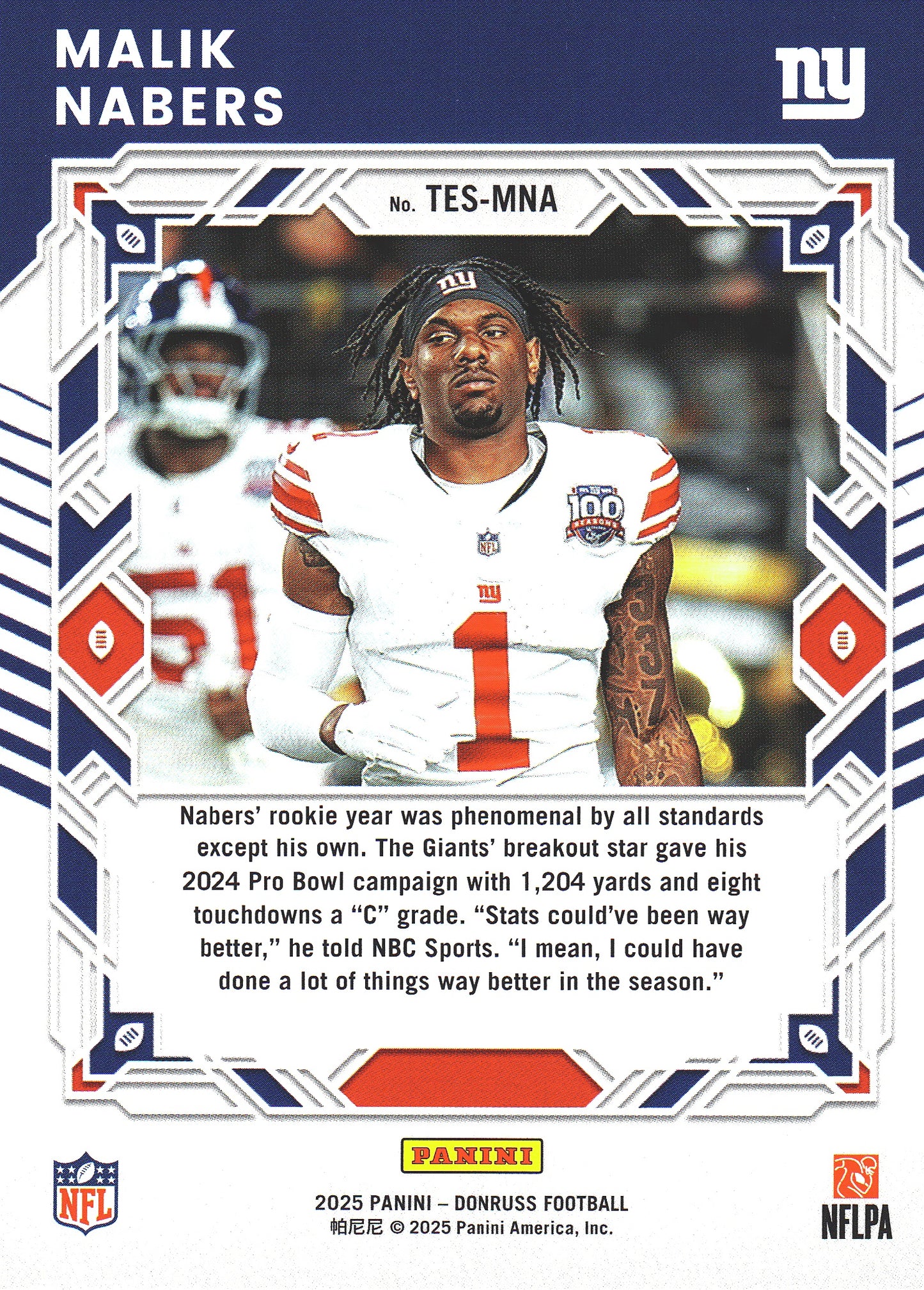 2025 Panini Donruss Elite The Elite Series Malik Nabers #TES-MNA New York Giants
