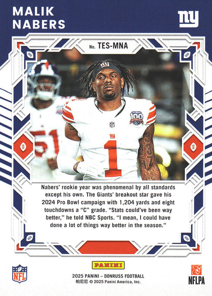 2025 Panini Donruss Elite The Elite Series Malik Nabers #TES-MNA New York Giants