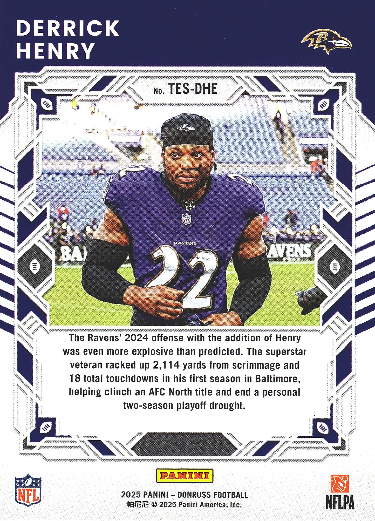 2025 Panini Donruss Elite The Elite Series Derrick Henry #TES-DHE Baltimore Ravens
