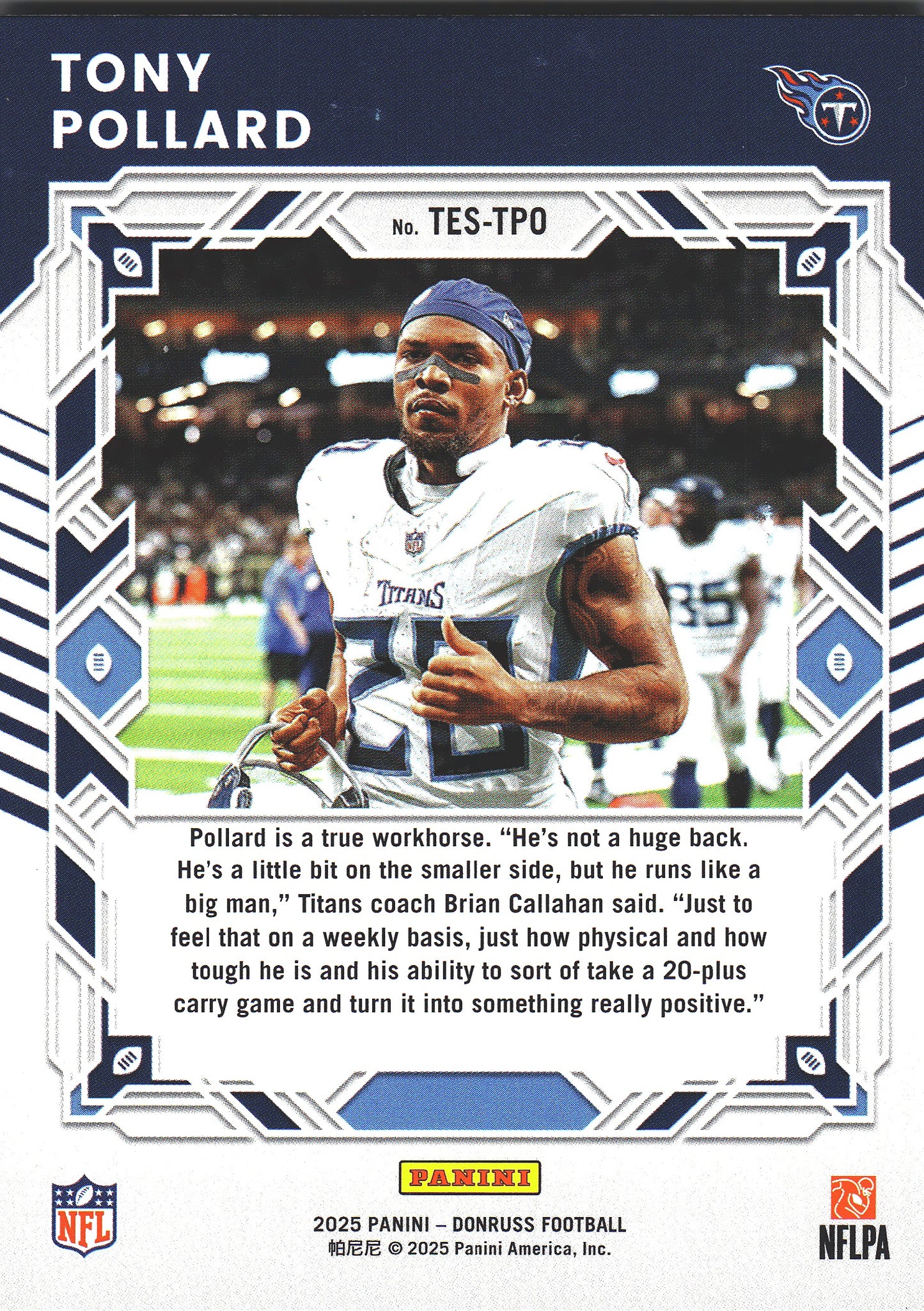 2025 Panini Donruss Elite The Elite Series Tony Pollard #TES-TPO Tennessee Titans