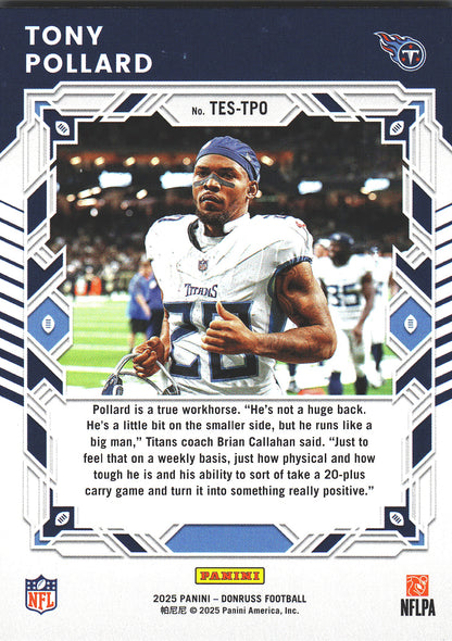 2025 Panini Donruss Elite The Elite Series Tony Pollard #TES-TPO Tennessee Titans