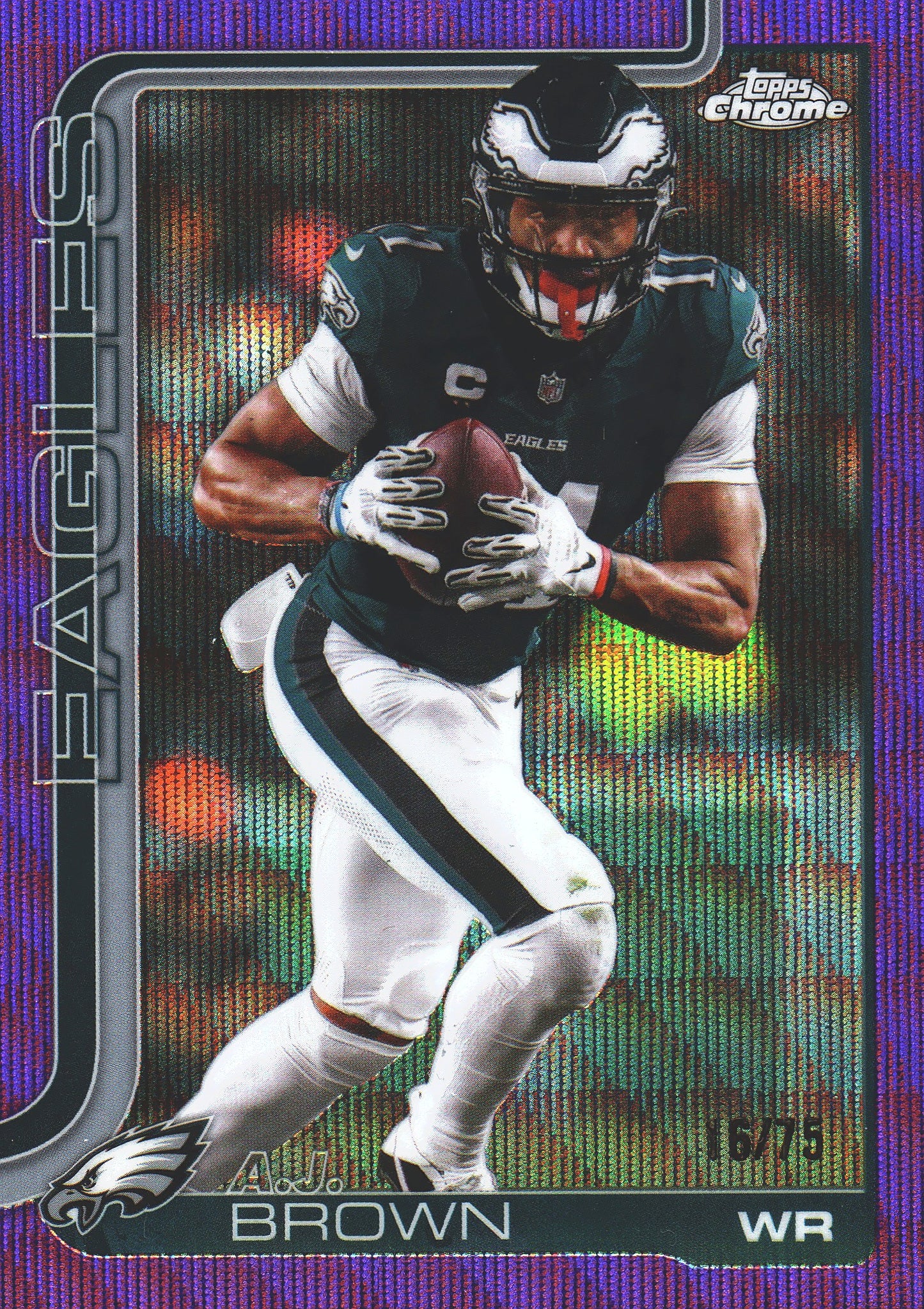 2025 Topps Chrome Purple /75 AJ Brown #243 Philadelphia Eagles