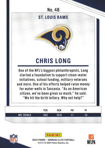 2024 Panini Donruss Elite Chris Long /399 #48 St. Louis Rams